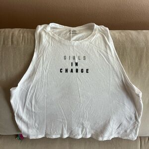 Victoria's Secret White Sleeveless Muscle Tee Crop